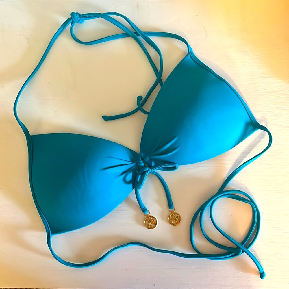 Luli Fama Teal String Halter top